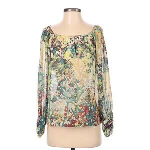 H&M Womens Sheer Multi Colored Blouse with Balloon Sleeve Size Medium G117